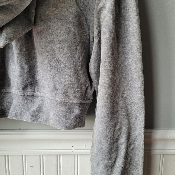 Vintage Y2K Gray Velour/Velvet Zip up Cropped Hoodie Jacket Arizona Large - Picture 12 of 14